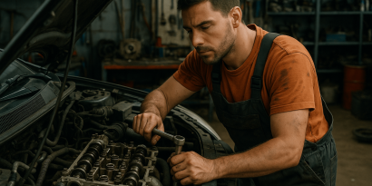 flutuação de válvulas, mecânico arrumando o carro.